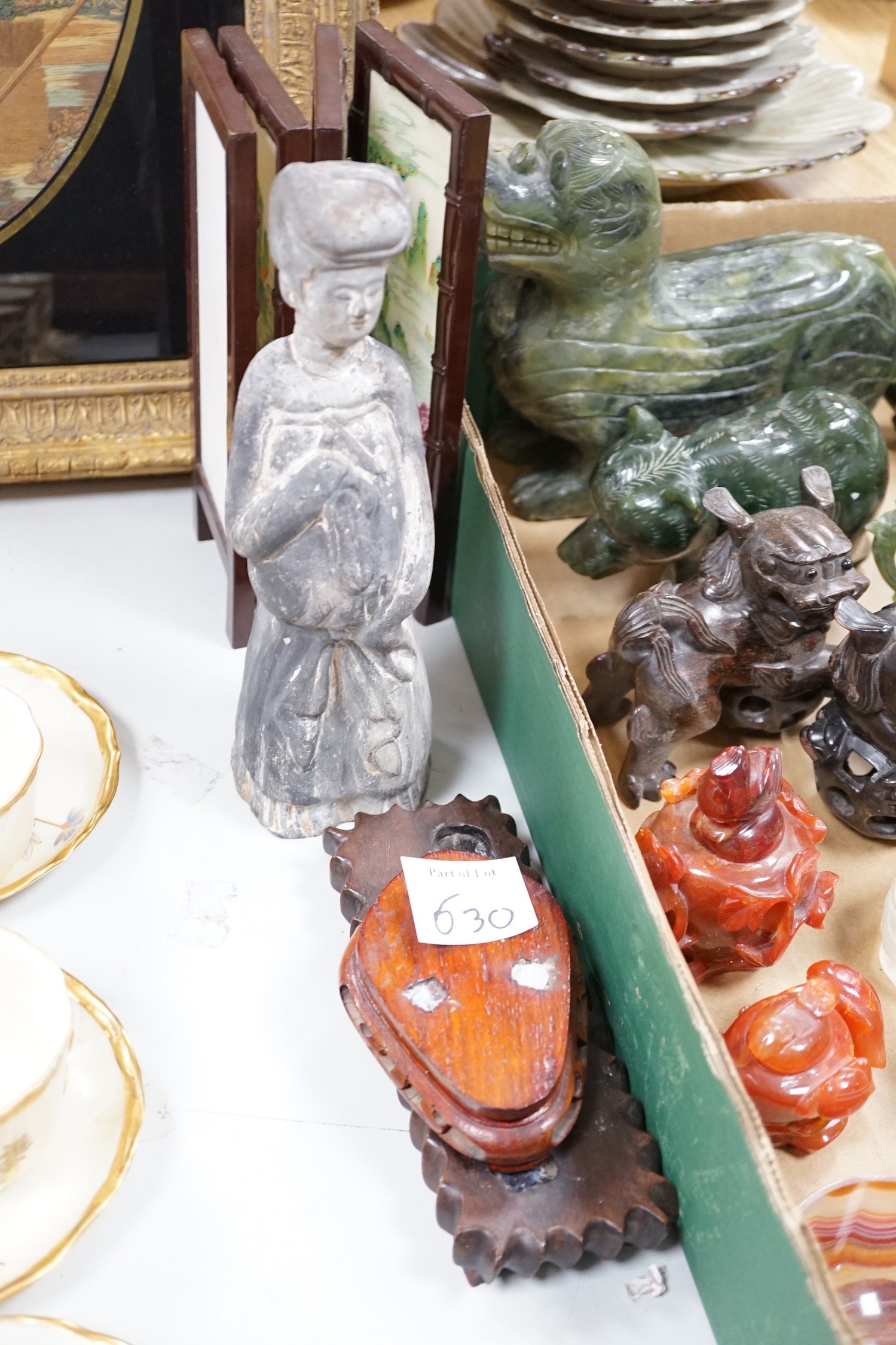 A group of Chinese hardstone and agate carvings
